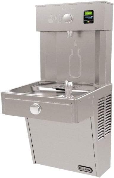 ELKAY - 8 GPH Cooling Capacity Barrier Free Wall Mounted Water Cooler & Fountain - Bottle Filling, 20 to 105 psi, 0.20 hp, Stainless Steel - Americas Tooling