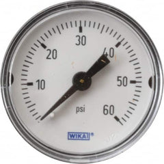 Wika - 1-1/2" Dial, 1/8 Thread, 0-60 Scale Range, Pressure Gauge - Center Back Connection Mount, Accurate to 3-2-3% of Scale - Americas Tooling