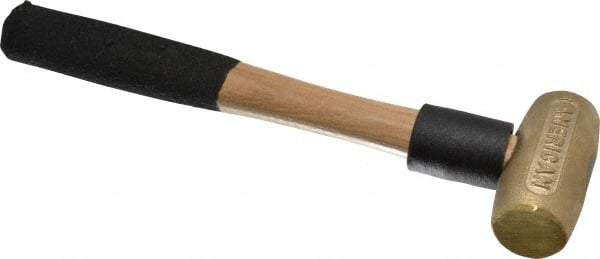 American Hammer - 1 Lb Head 1-1/8" Face Brass Head Hammer - 12" OAL, Wood Handle - Americas Tooling