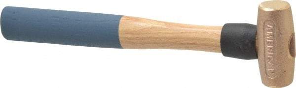 American Hammer - 1-1/2 Lb Head 1-3/8" Face Bronze Nonmarring Hammer - 12" OAL, Wood Handle - Americas Tooling