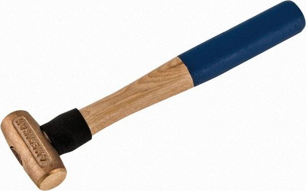 American Hammer - 1 Lb Head 1-1/8" Face Bronze Nonmarring Hammer - 12" OAL, Wood Handle - Americas Tooling