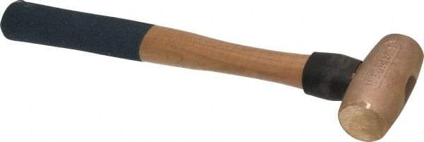 American Hammer - 2 Lb Head 1-3/8" Face Bronze Nonmarring Hammer - 13" OAL, Wood Handle - Americas Tooling