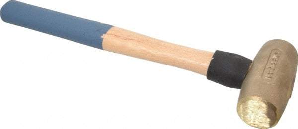 American Hammer - 4 Lb Head 1-5/8" Face Bronze Nonmarring Hammer - 16" OAL, Wood Handle - Americas Tooling