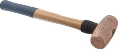 American Hammer - 4 Lb Nonsparking Copper Head Hammer - 16" OAL, 4-1/2" Head Length, 1-5/8" Face Diam, 16" Hickory Handle - Americas Tooling