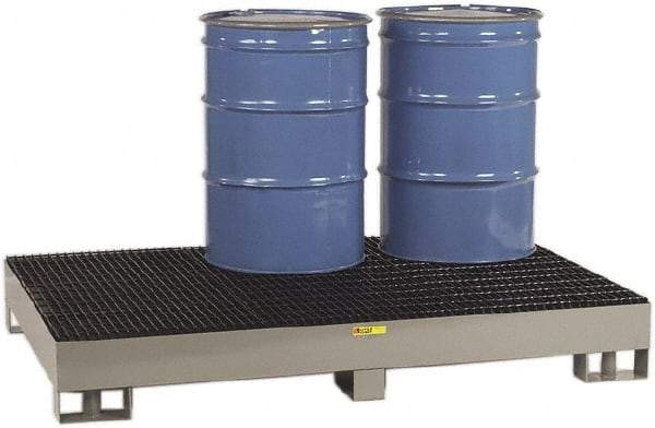 Little Giant - 99 Gal Sump, 6,000 Lb Capacity, 6 Drum, Steel Spill Deck or Pallet - 51" Long x 76" Wide x 10-1/2" High, Gray and Black, Liftable Fork, Vertical, 2 x 3 Drum Configuration - Americas Tooling