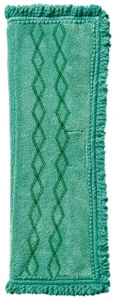 Rubbermaid - 19-1/2" Long x 14" Wide Microfiber Dust Mop Pad - Quick Connect, Green, Fringed Head - Americas Tooling