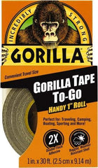 Gorilla Tape - 1" x 10 Yds Black Duct Tape - 17 mil, Rubber Adhesive, Cotton/Polyester Blend Cloth Backing, 32°F to 150°F - Americas Tooling