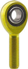 Made in USA - 1/2" ID, 1-5/16" Max OD, 6,453 Lb Max Static Cap, Plain Male Spherical Rod End - 1/2-20 LH, 1-1/2" Shank Length, Carbon Steel with Plastic Raceway - Americas Tooling