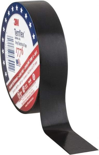 3M - 3/4" x 60', Black Vinyl Electrical Tape - 7 mil Thick, 17 Lb./Inch Tensile Strength - Americas Tooling