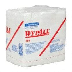 WypAll - X80 1/4 Fold Shop Towel/Industrial Wipes - Poly Pack, 12-1/2" x 12-1/2" Sheet Size, White - Americas Tooling