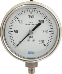 Wika - 4" Dial, 1/4 Thread, 0-300 Scale Range, Pressure Gauge - Lower Connection Mount, Accurate to 1% of Scale - Americas Tooling