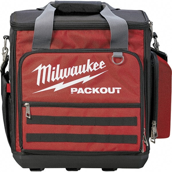 Milwaukee Tool - 58 Pocket, Ballistic Polyester, Red/Black Laptop Tool Bag - Americas Tooling