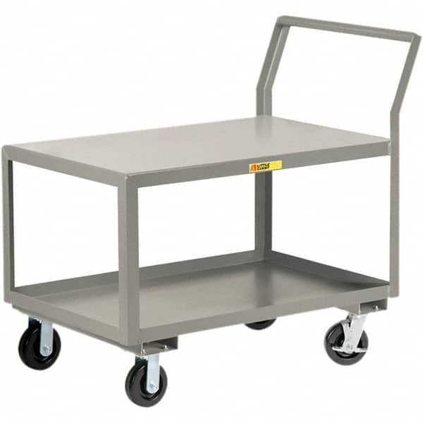 Little Giant - 3,600 Lb Capacity, 24" Wide x 36" Long x 42" High Utility Cart - 2 Shelf, Steel, 2 Rigid/2 Swivel Casters - Americas Tooling