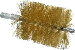 Schaefer Brush - 4-1/2" Brush Length, 3-1/2" Diam, Double Stem, Single Spiral Tube Brush - 8" Long, Brass, 1/4" NPSM Male Connection - Americas Tooling