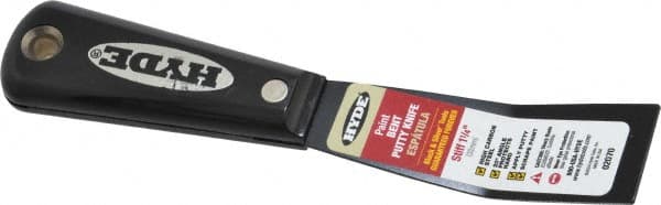 Hyde Tools - 1-1/4" Wide Steel Putty Knife - Stiff, Nylon Handle, 7.6" OAL - Americas Tooling