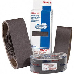 Sait - 1/2" Wide x 24" OAL, 36 FEPA Grit, Aluminum Oxide Abrasive Belt - Aluminum Oxide, Very Coarse, Coated, X Weighted Cloth Backing, Dry, Series 1A-X - Americas Tooling