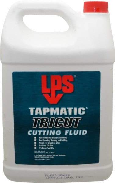 LPS - Tapmatic TriCut, 1 Gal Bottle Cutting & Tapping Fluid - Semisynthetic, For Boring, Broaching, Drawing, Drilling, Engraving, Facing, Milling, Reaming, Sawing, Stamping, Tapping, Threading, Turning - Americas Tooling