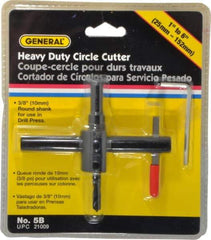 General - 1 to 6" Cutting Diam, Circle Cutter Tool - Straight Shank, 3/8" Shank Diam - Americas Tooling