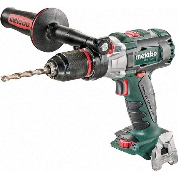 Metabo - 18 Volt 1/16 to 1/2" Keyless Chuck Cordless Hammer Drill - 32300 BPM, 500 to 1,850 RPM, Reversible, Pistol Grip Handle - Americas Tooling