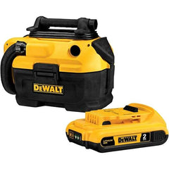 DeWALT - 2 Gal Plastic Tank, Electric & Battery Powered Wet/Dry Vacuum - 120 VAC & 18/20 Volt, 5' Hose Fitting, Cordless, HEPA Filter, Accessories Included - Americas Tooling