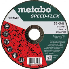 Metabo - 5" Diam, 7/8" Hole, 36 Grit Ceramic Alumina Fiber Disc - Americas Tooling