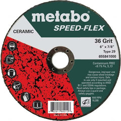 Metabo - 6" Diam, 7/8" Hole, 36 Grit Ceramic Alumina Fiber Disc - Americas Tooling