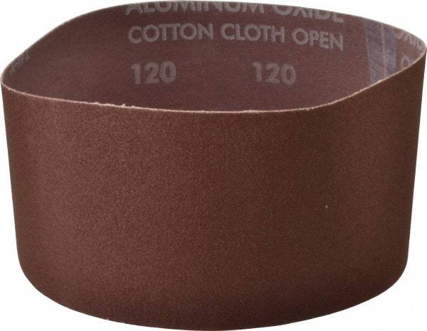 Norton - 3" Wide x 18" OAL, 120 Grit, Aluminum Oxide Abrasive Belt - Aluminum Oxide, Fine, Coated, X Weighted Cloth Backing, Series R228 - Americas Tooling