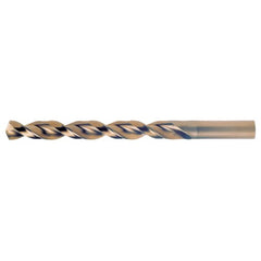 21/64 RHS / RHC HSS-CO 8% (M42) 135 Degree Split Point Q-Cobalt Wide Land Parabolic Jobber Drill - Straw / Gold Oxide - Exact Industrial Supply