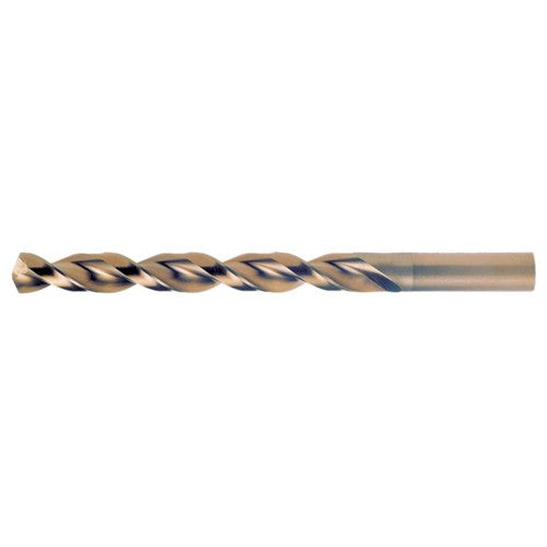 3.00mm RHS / RHC HSS-CO 8% (M42) 135 Degree Split Point Q-Cobalt Wide Land Parabolic Jobber Drill - Straw / Gold Oxide - Exact Industrial Supply