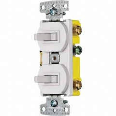 Hubbell Wiring Device-Kellems - Combination Wall Switch & Receptacles Combination Switch/Receptacle Type: Toggle Switch Color: White - Americas Tooling