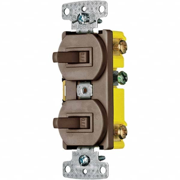 Hubbell Wiring Device-Kellems - Combination Wall Switch & Receptacles Combination Switch/Receptacle Type: Toggle Switch Color: Brown - Americas Tooling