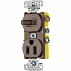 Hubbell Wiring Device-Kellems - Combination Wall Switch & Receptacles Combination Switch/Receptacle Type: Combination Outlet & Switch Color: Brown - Americas Tooling