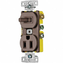 Hubbell Wiring Device-Kellems - Combination Wall Switch & Receptacles Combination Switch/Receptacle Type: Combination Outlet & Switch Color: Brown - Americas Tooling