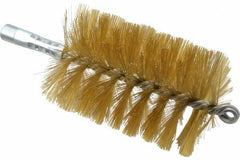 Schaefer Brush - 4-1/2" Brush Length, 3" Diam, Double Stem, Single Spiral Tube Brush - 8" Long, Brass, 1/4" NPSM Male Connection - Americas Tooling