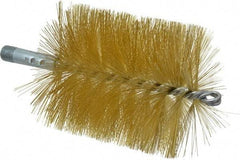 Schaefer Brush - 4-1/2" Brush Length, 4" Diam, Double Stem, Single Spiral Tube Brush - 8" Long, Brass, 1/4" NPSM Male Connection - Americas Tooling