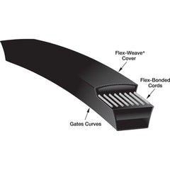 V Belt: Section C, 24 mm Belt Width 3 mm Pitch, 63 Teeth, Neoprene, Black, 189-3M-09 Belt Number