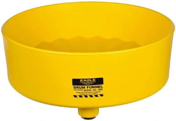 Eagle - 7" High x 18" Diam, Polyethylene, Drum Funnel with Brass Screen - 30 to 55 Gal Drum/Pail Capacity - Americas Tooling