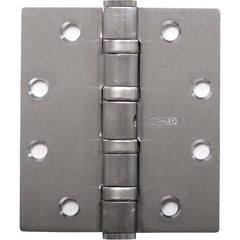 Stanley - 4-1/2" Long x 4-1/2" Wide Grade 1 Brass Full Mortise Ball Bearing Commercial Hinge - Americas Tooling