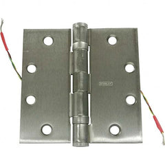 Stanley - 4" Long x 4-1/2" Wide Grade 1 Steel Full Mortise, Concealed Electric Commercial Hinge - Americas Tooling