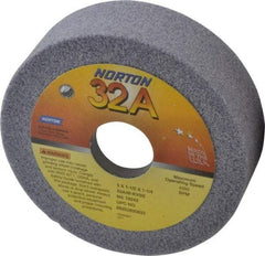 Norton - 5" Diam, 1-1/4" Hole Size, 1-1/2" Overall Thickness, 46 Grit, Type 6 Tool & Cutter Grinding Wheel - Coarse Grade, Aluminum Oxide, K Hardness, Vitrified Bond, 4,585 RPM - Americas Tooling