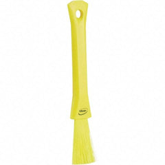 Vikan - 2-1/4" Bristle Length, Polyester Detail Brush - 1-1/4" Long x 0.4" Wide Head, 8.07" OAL, Ergonomic Handle, Yellow, Polypropylene Block - Americas Tooling