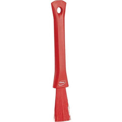 Vikan - 2-1/4" Bristle Length, Polyester Detail Brush - 1-1/4" Long x 0.4" Wide Head, 8.07" OAL, Ergonomic Handle, Red, Polypropylene Block - Americas Tooling