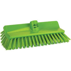 Vikan - 1-1/2" Bristle Length, Polyester Cleaning & Finishing Brush - 9-5/8" Long x 5" Wide Head, 9.6" OAL, Green, Polypropylene Block - Americas Tooling