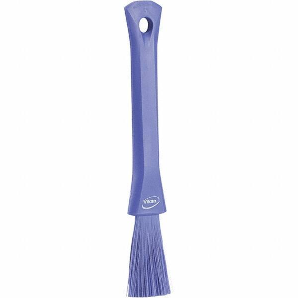 Vikan - 2-1/4" Bristle Length, Polyester Detail Brush - 1-1/4" Long x 0.4" Wide Head, 8.07" OAL, Ergonomic Handle, Purple, Polypropylene Block - Americas Tooling