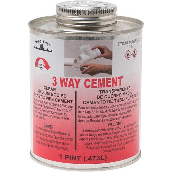 Black Swan - 1 Pt Medium Bodied Cement - Clear, Use with ABS, PVC & CPVC up to 6" Diam - Americas Tooling