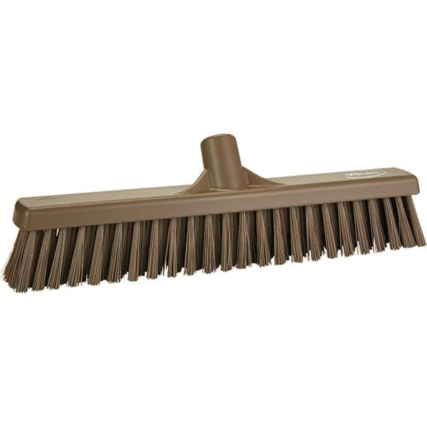 Vikan - 16" Fine Particle Polyester Push Broom - 2" Bristle Length, Plastic Block, European Threaded Handle Connection, Handle Sold Separately - Americas Tooling