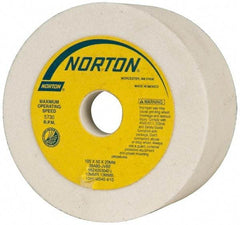 Norton - 4" Diam, 20mm Hole Size, 2" Overall Thickness, 80 Grit, Type 6 Tool & Cutter Grinding Wheel - Medium Grade, Aluminum Oxide, J Hardness, Vitrified Bond, 5,730 RPM - Americas Tooling