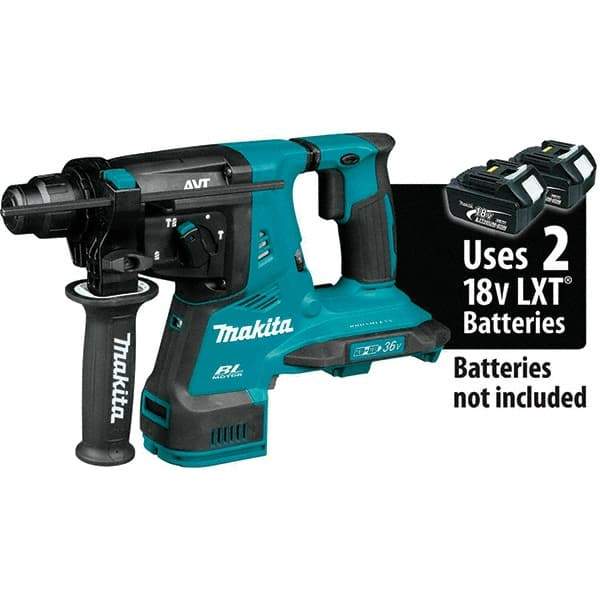 Makita - 36 Volt 1-1/8" SDS Plus Chuck Cordless Rotary Hammer - 5000 BPM, 0 to 980 RPM, Reversible - Americas Tooling