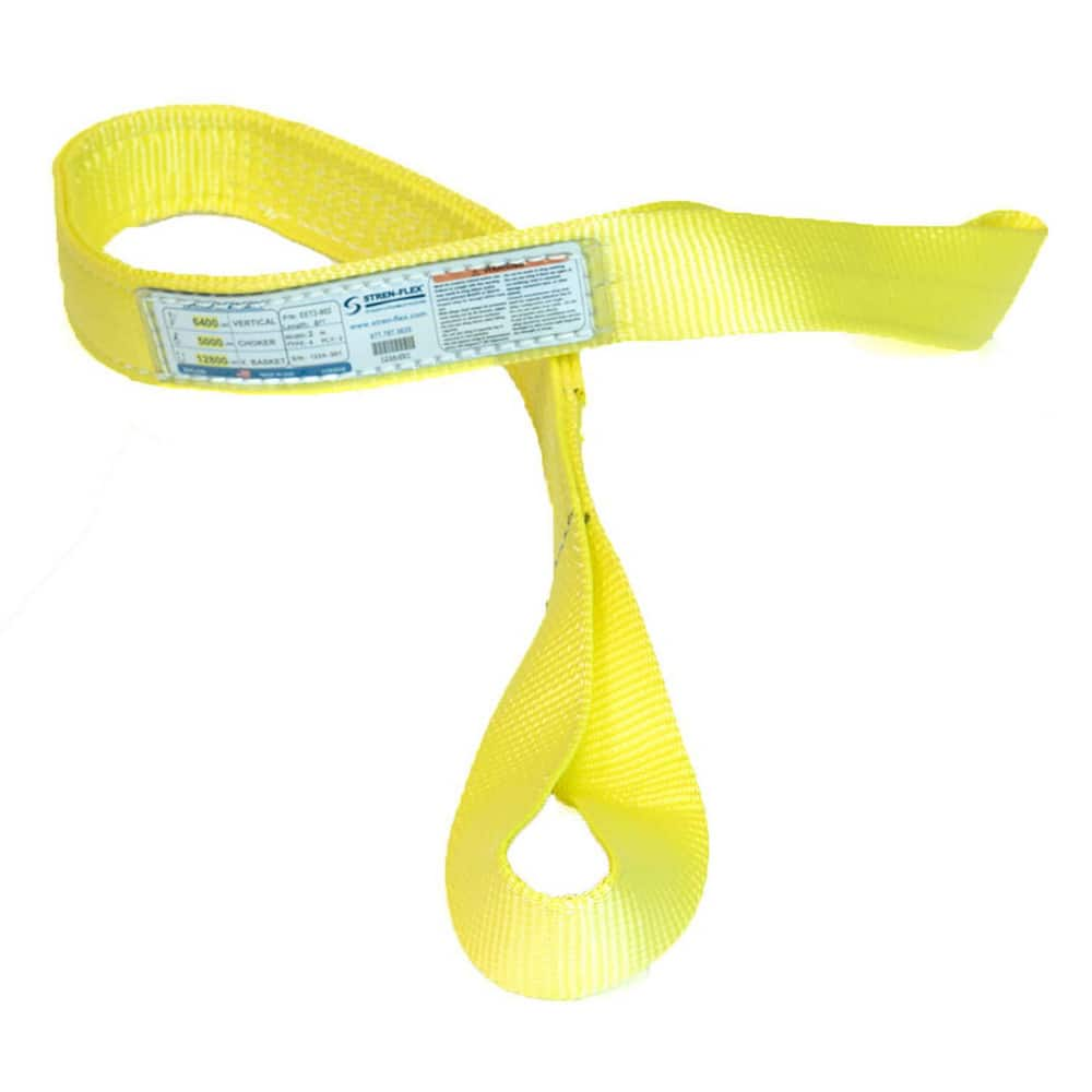 Slings & Tiedowns (Load-Rated); Sling Type: Eye & Eye; Length (Feet): 8; Vertical Capacity (Lb.): 6400; Choker Capacity (Lb.): 5000; Width (Inch): 2; Basket Capacity (Lb.): 12800; Eye Type: Twisted Eye; Sling Material: Nylon; Sling Width: 2 in; Eye Length