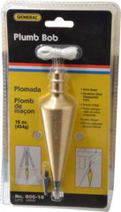 General - 5-3/4 Inch Long, 1-1/2 Inch Diameter Brass Plumb Bob - 16 Ounce, Has Replacable Tip - Americas Tooling